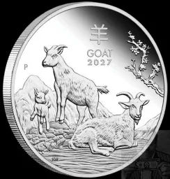 Австралия 1 доллар 2027г Лунар 3 год Козы. Серебро 1 унция