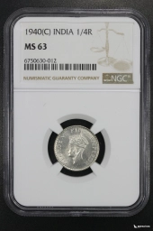 Индия 1/4 рупии 1940 (C) NGC MS 63