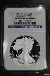 США 1 доллар 2007-W Шагающая свобода NGC PF 69 UCAM