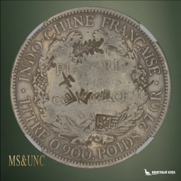 Французский Индокитай 1 пиастр 1900-A с надчеканами NGC