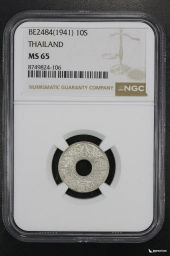 Таиланд 10 сатангов 1941 NGC MS 65