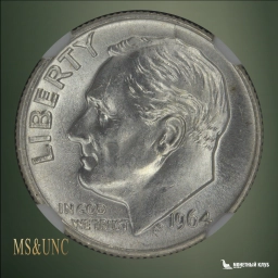 США 10 центов 1964-D Рузвельт NGC MS 64