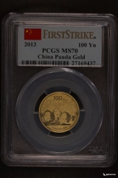 Китай 100 юаней 2013 Панда золото PCGS MS 70