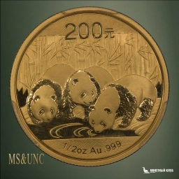 Китай 200 юаней 2013 Панда золото PCGS MS 70