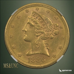 США 5 долларов 1886-S NGC MS 61