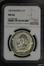 Биафра 1 фунт 1969 NGC MS 66